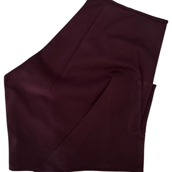 🦋NWT 🌸 EXPRESS STRUCTURED ONE SHOULDER PONTE CROPPED TOP BURGUNDY XS - Picture 5 of 6